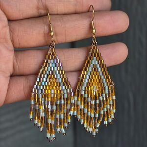 Willow Boho Fringe Earrings Beaded Handmade Sparkly Jewelry Boheme